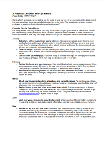 preview of Financial Checklist You Can Handle whitepaper